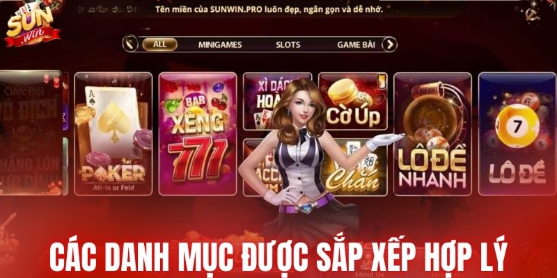 Các danh mục được sắp xếp hợp lý